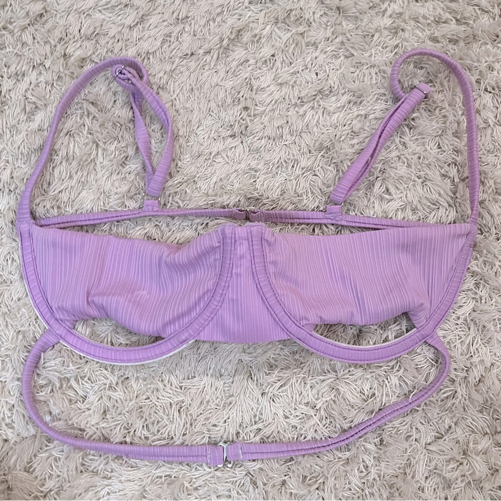 frankie’s bikinis Campbell plissé bikini top - small - lavender